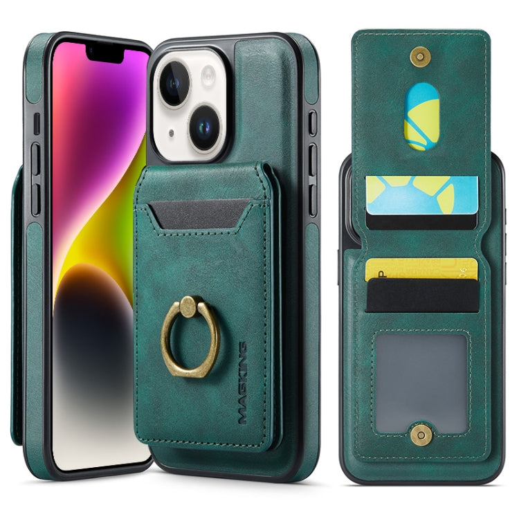 For iPhone 14 Plus DG.MING K1 MagSafe Detachable Wallet RFID Back Cover Phone Case(Green) - iPhone 14 Plus Cases by DG.MING | Online Shopping South Africa | PMC Jewellery | Buy Now Pay Later Mobicred