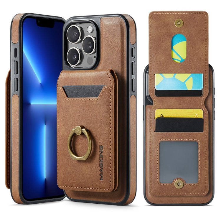 For iPhone 13 Pro Max DG.MING K1 MagSafe Detachable Wallet RFID Back Cover Phone Case(Brown) - iPhone 13 Pro Max Cases by DG.MING | Online Shopping South Africa | PMC Jewellery | Buy Now Pay Later Mobicred