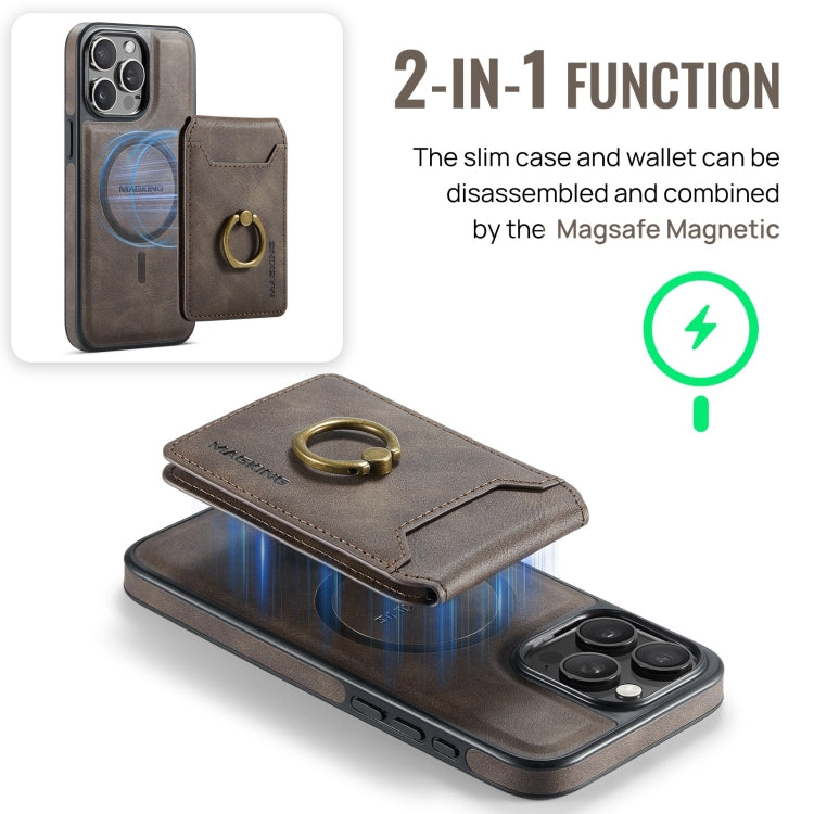 For iPhone 13 DG.MING K1 MagSafe Detachable Wallet RFID Back Cover Phone Case(Coffee) - iPhone 13 Cases by DG.MING | Online Shopping South Africa | PMC Jewellery | Buy Now Pay Later Mobicred