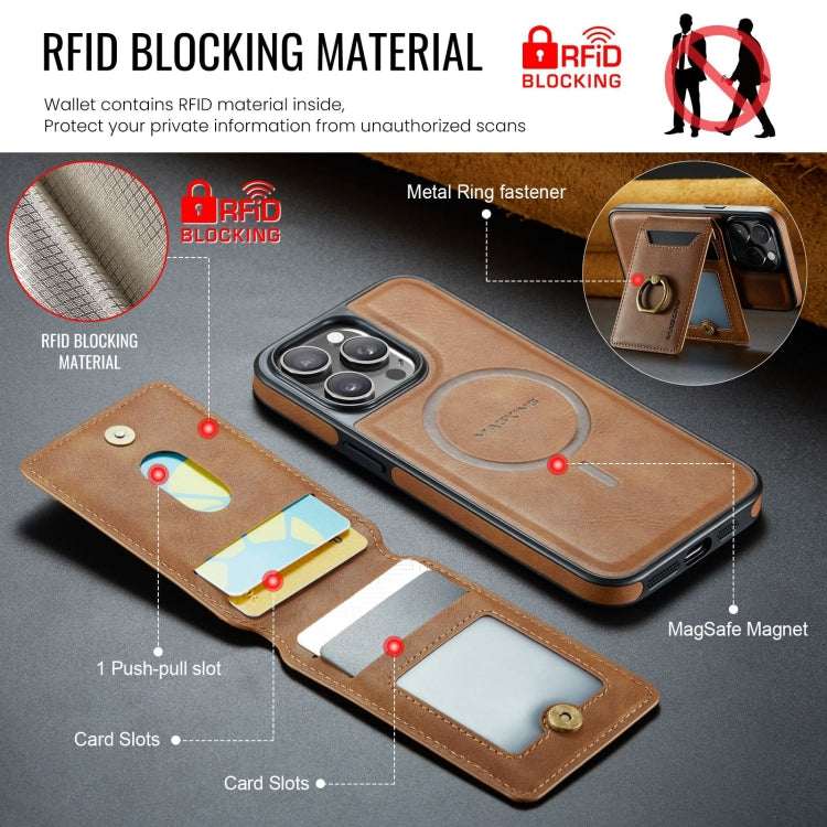 For iPhone 12 Pro Max DG.MING K1 MagSafe Detachable Wallet RFID Back Cover Phone Case(Brown) - free shipping - PMC Jewellery - Order now!