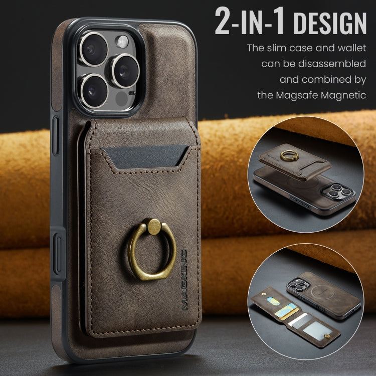 For iPhone 16 Pro DG.MING K1 MagSafe Detachable Wallet RFID Back Cover Phone Case(Coffee) - iPhone 16 Pro Cases by DG.MING | Online Shopping South Africa | PMC Jewellery | Buy Now Pay Later Mobicred