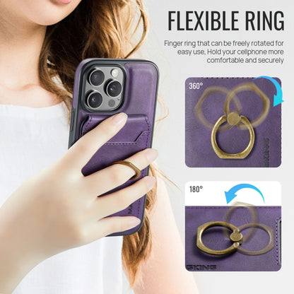 For iPhone 16 Pro DG.MING K1 MagSafe Detachable Wallet RFID Back Cover Phone Case(Purple) - iPhone 16 Pro Cases by DG.MING | Online Shopping South Africa | PMC Jewellery | Buy Now Pay Later Mobicred