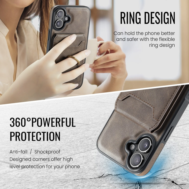 For iPhone 16 DG.MING K1 MagSafe Detachable Wallet RFID Back Cover Phone Case(Coffee) - free shipping - PMC Jewellery - Order now!
