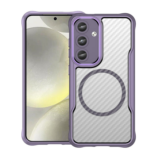 For Samsung Galaxy S25 5G Carbon Fiber Texture MagSafe Translucent Phone Case(Purple) - Galaxy S25 5G Cases by PMC Jewellery | Online Shopping South Africa | PMC Jewellery | Buy Now Pay Later Mobicred