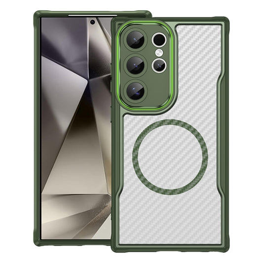 For Samsung Galaxy S25 Ultra 5G Carbon Fiber Texture MagSafe Translucent Phone Case(Green) - Galaxy S25 Ultra 5G Cases by PMC Jewellery | Online Shopping South Africa | PMC Jewellery | Buy Now Pay Later Mobicred