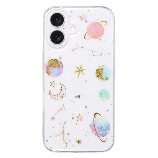 For iPhone 16 Plus Cosmic Star Glitter Epoxy TPU Phone Case(Transparent Pink) - iPhone 16 Plus Cases by PMC Jewellery | Online Shopping South Africa | PMC Jewellery | Buy Now Pay Later Mobicred