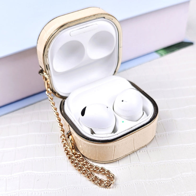 For Samsung Galaxy Buds2 / 2 Pro Crocodile Texture Earbuds Box Leather Protective Case with Metal Bracelet(Blue) - Samsung Earphone Case by PMC Jewellery | Online Shopping South Africa | PMC Jewellery | Buy Now Pay Later Mobicred