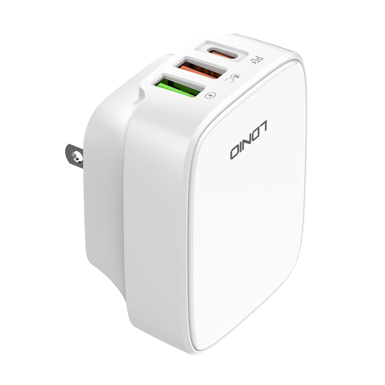 LDNIO Q334 32W Type-C + Dual USB Port Charger with 1m Micro USB Data Cable, Plug Type:US Plug(White) - USB Charger by LDNIO | Online Shopping South Africa | PMC Jewellery | Buy Now Pay Later Mobicred