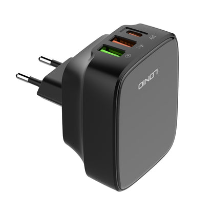 LDNIO Q334 32W Type-C + Dual USB Port Charger with 1m USB-C / Type-C Data Cable, Plug Type:EU Plug(Black) - USB Charger by LDNIO | Online Shopping South Africa | PMC Jewellery | Buy Now Pay Later Mobicred