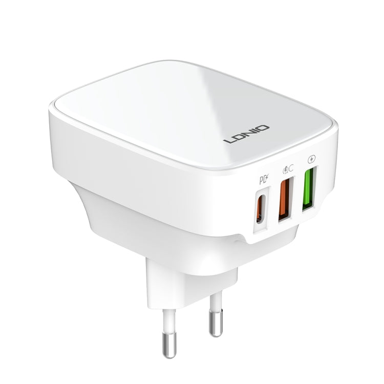 LDNIO Q334 32W Type-C + Dual USB Port Charger with 1m USB-C / Type-C to USB-C / Type-C Data Cable, Plug Type:EU Plug(White) - USB Charger by LDNIO | Online Shopping South Africa | PMC Jewellery | Buy Now Pay Later Mobicred