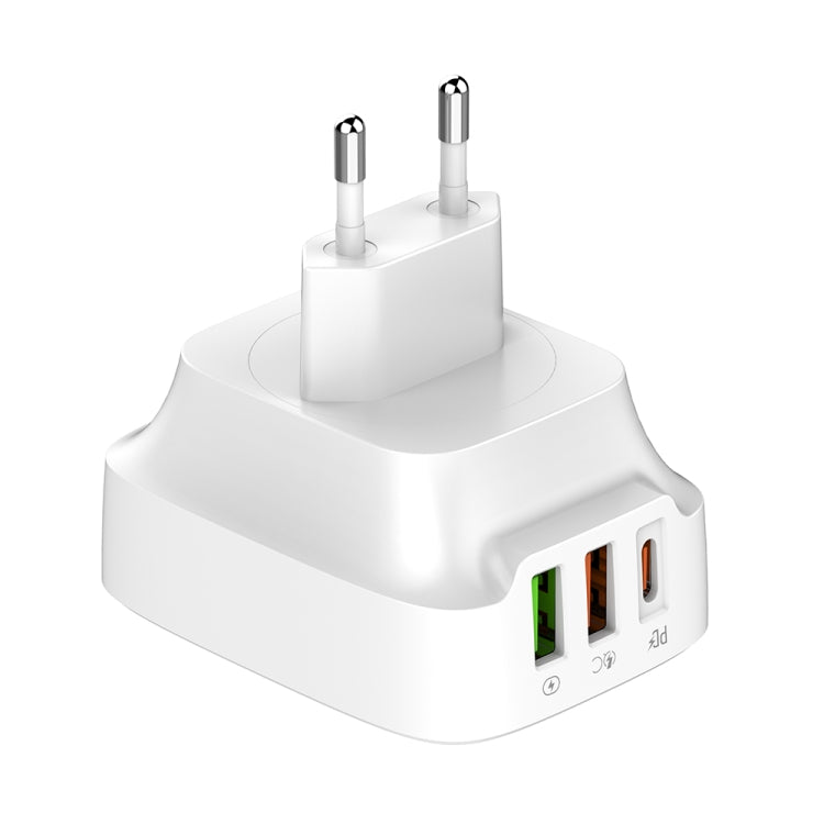 LDNIO Q334 32W Type-C + Dual USB Port Charger with 1m USB-C / Type-C to USB-C / Type-C Data Cable, Plug Type:EU Plug(White) - USB Charger by LDNIO | Online Shopping South Africa | PMC Jewellery | Buy Now Pay Later Mobicred