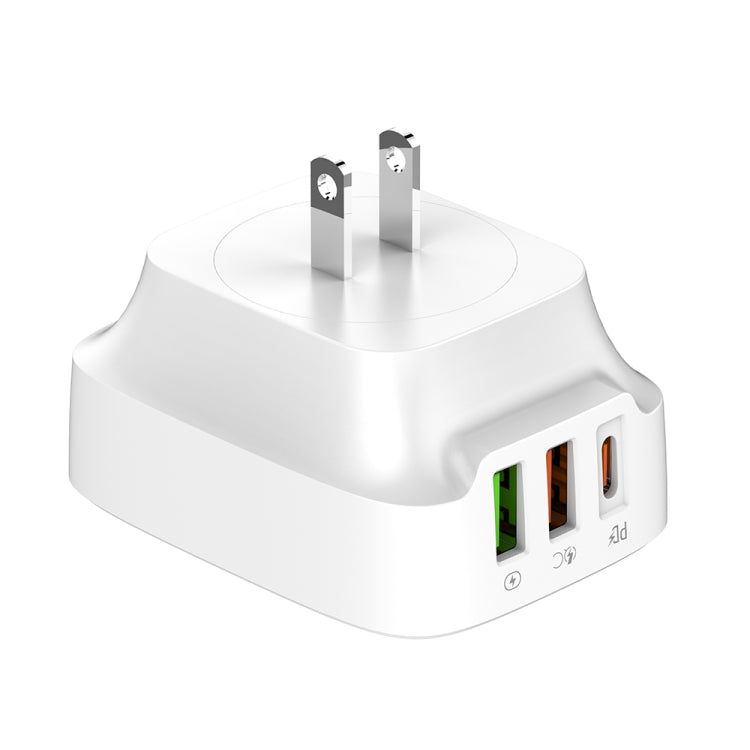 LDNIO Q334 32W Type-C + Dual USB Port Charger with 1m USB-C / Type-C to USB-C / Type-C Data Cable, Plug Type:US Plug(White) - free shipping - PMC Jewellery - Order now!