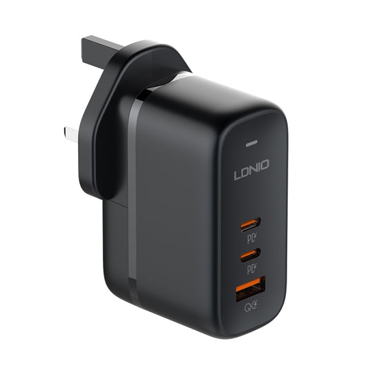 LDNIO Q366 65W USB + Dual Type-C Port Charger with 1m USB-C / Type-C to USB-C / Type-C Data Cable, Plug Type:UK Plug(Black) - USB Charger by LDNIO | Online Shopping South Africa | PMC Jewellery | Buy Now Pay Later Mobicred