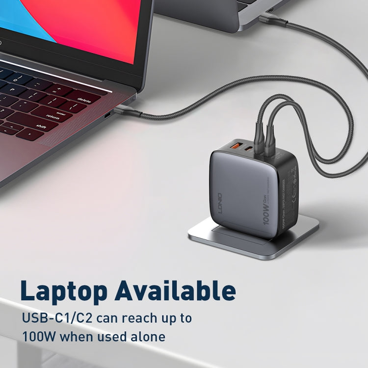 LDNIO Q408 100W GaN USB+3 USB-C / Type-C Interface Charger with 1m 100W USB-C / Type-C to USB-C / Type-C Data Cable, Plug Type:US Plug(White) - free shipping - PMC Jewellery - Order now!