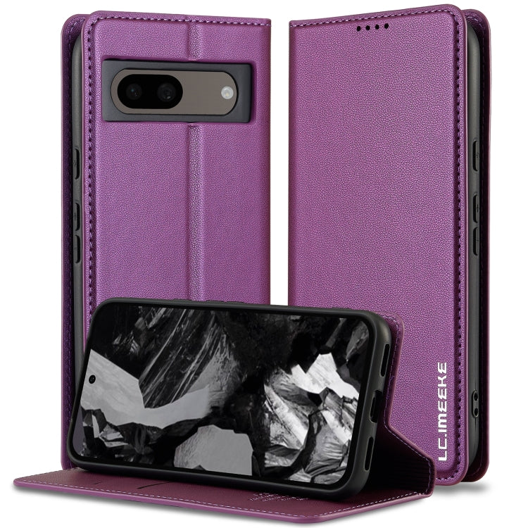 For Google Pixel 8A LC.IMEEKE L1 Series Frosted Fine Texture PU Phone Case(Purple) - Google Cases by LC.IMEEKE | Online Shopping South Africa | PMC Jewellery | Buy Now Pay Later Mobicred