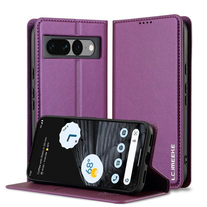 For Google Pixel 7 Pro 5G LC.IMEEKE L1 Series Frosted Fine Texture PU Phone Case(Purple) - Google Cases by LC.IMEEKE | Online Shopping South Africa | PMC Jewellery | Buy Now Pay Later Mobicred