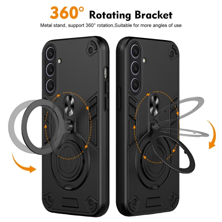 For Samsung Galaxy S25+ 5G Metal Ring 360 Degree Rotating Holder PC Hybrid TPU Phone Case(Black) - Galaxy S25+ 5G Cases by PMC Jewellery | Online Shopping South Africa | PMC Jewellery | Buy Now Pay Later Mobicred