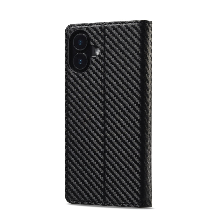 For iPhone 16 LC.IMEEKE Carbon Fiber Leather Phone Case(Vertical Black) - iPhone 16 Cases by LC.IMEEKE | Online Shopping South Africa | PMC Jewellery | Buy Now Pay Later Mobicred