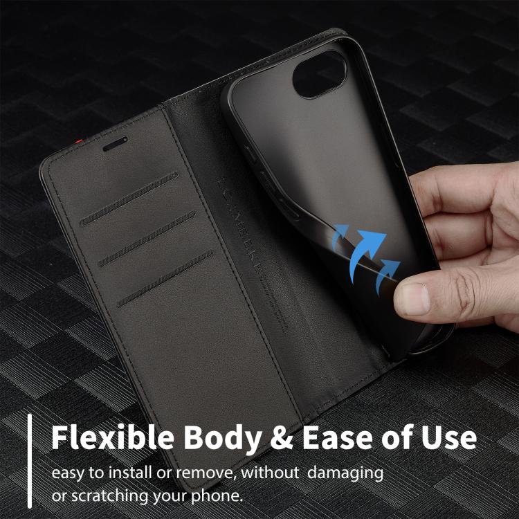 For iPhone 16e LC.IMEEKE Carbon Fiber Leather Phone Case(Horizontal Black) - free shipping - PMc TechLife - Order now!