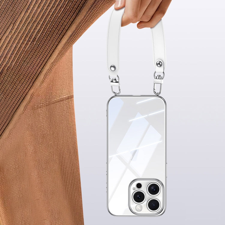 For iPhone 16 Pro SULADA  Electroplated Clear TPU Soft Frame Phone Case with Wrist Strap(Purple) - free shipping - PMC Jewellery - Order now!