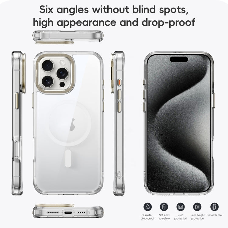 For iPhone 16 Pro Mirror Crystal Clear Lens Holder MagSafe Magnetic Phone Case(Transparent Titanium Blue) - iPhone 16 Pro Cases by PMC Jewellery | Online Shopping South Africa | PMC Jewellery | Buy Now Pay Later Mobicred