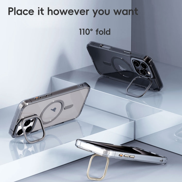 For iPhone 16 Pro Mirror Crystal Clear Lens Holder MagSafe Magnetic Phone Case(Transparent Black) - iPhone 16 Pro Cases by PMC Jewellery | Online Shopping South Africa | PMC Jewellery | Buy Now Pay Later Mobicred