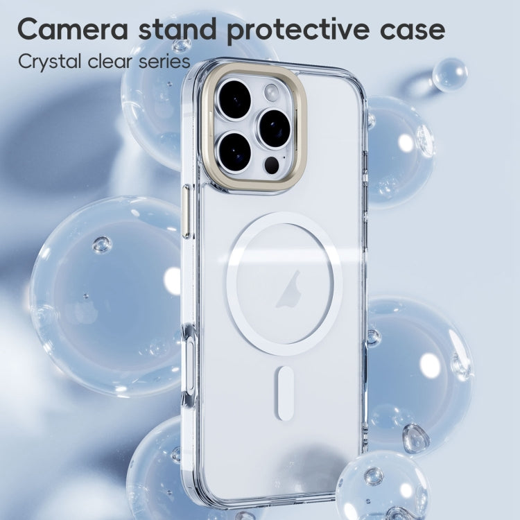 For iPhone 16 Plus Frosted Crystal Clear Lens Holder MagSafe Magnetic Phone Case(Transparent Black) - iPhone 16 Plus Cases by PMC Jewellery | Online Shopping South Africa | PMC Jewellery | Buy Now Pay Later Mobicred