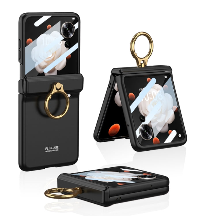 For Honor Magic V Flip GKK Integrated Magnetic Folding Hinge Full Coverage Phone Case with Ring Holder(Black) - Honor Cases by GKK | Online Shopping South Africa | PMC Jewellery | Buy Now Pay Later Mobicred