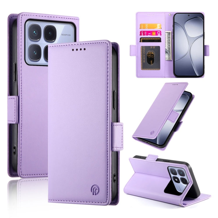 For Redmi K70 Ultra Side Buckle Magnetic Frosted Leather Phone Case(Purple) - Xiaomi Cases by PMC Jewellery | Online Shopping South Africa | PMC Jewellery | Buy Now Pay Later Mobicred