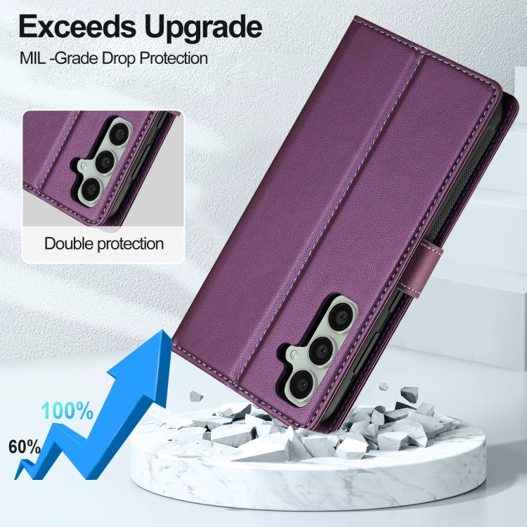 For Samsung Galaxy S24+ 5G LC.IMEEKE L2 Series Detachable Magsafe PU Phone Case with Lanyard(Purple) - Galaxy S24+ 5G Cases by LC.IMEEKE | Online Shopping South Africa | PMC Jewellery | Buy Now Pay Later Mobicred