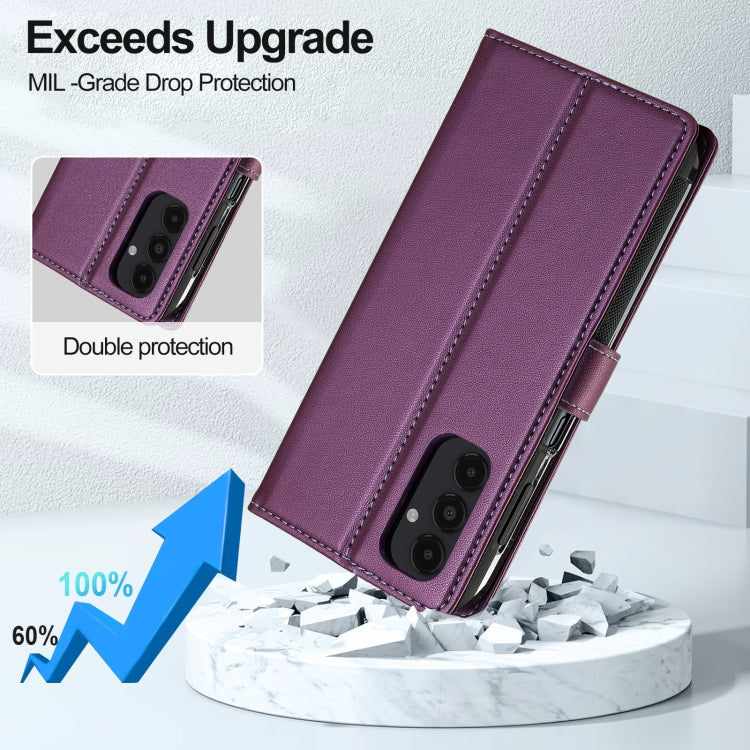 For Samsung Galaxy A14 4G / A14 5G LC.IMEEKE L2 Series Detachable Magsafe PU Phone Case with Lanyard(Purple) - Galaxy Phone Cases by LC.IMEEKE | Online Shopping South Africa | PMC Jewellery | Buy Now Pay Later Mobicred