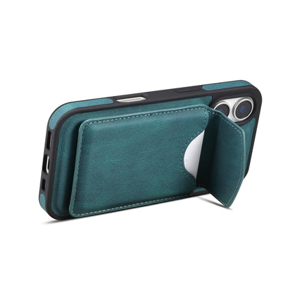 For iPhone 16 Plus Denior D20 Skin Feel MagSafe Holder Detachable Card Slot Phone Case(Blue) - iPhone 16 Plus Cases by Denior | Online Shopping South Africa | PMC Jewellery | Buy Now Pay Later Mobicred