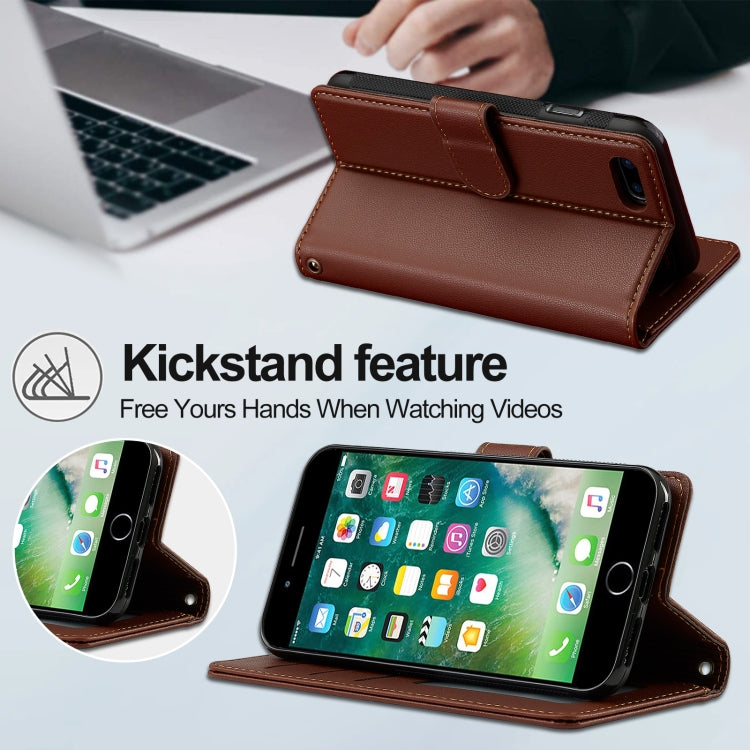 For iPhone 7 / 8 / SE 2020 2022 LC.IMEEKE L2 Series Detachable Magsafe PU Phone Case with Lanyard(Brown) - iPhone SE 2022 / 2020 / 8 / 7 Cases by LC.IMEEKE | Online Shopping South Africa | PMC Jewellery | Buy Now Pay Later Mobicred