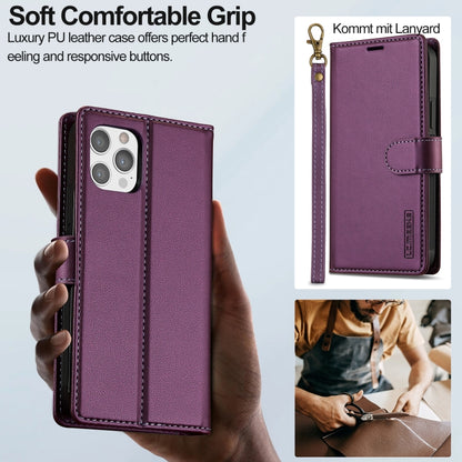 For iPhone 12 Pro Max LC.IMEEKE L2 Series Detachable Magsafe PU Phone Case with Lanyard(Purple) - iPhone 12 Pro Max Cases by LC.IMEEKE | Online Shopping South Africa | PMC Jewellery | Buy Now Pay Later Mobicred