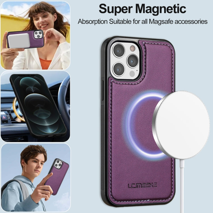 For iPhone 12 Pro Max LC.IMEEKE L2 Series Detachable Magsafe PU Phone Case with Lanyard(Purple) - iPhone 12 Pro Max Cases by LC.IMEEKE | Online Shopping South Africa | PMC Jewellery | Buy Now Pay Later Mobicred