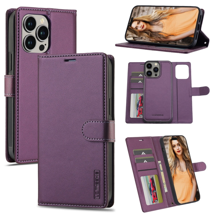 For iPhone 13 Pro Max LC.IMEEKE L2 Series Detachable Magsafe PU Phone Case with Lanyard(Purple) - iPhone 13 Pro Max Cases by LC.IMEEKE | Online Shopping South Africa | PMC Jewellery | Buy Now Pay Later Mobicred