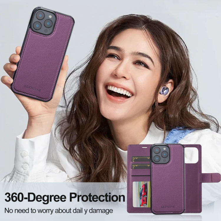 For iPhone 16 Pro Max LC.IMEEKE L2 Series Detachable Magsafe PU Phone Case with Lanyard(Purple) - iPhone 16 Pro Max Cases by LC.IMEEKE | Online Shopping South Africa | PMC Jewellery | Buy Now Pay Later Mobicred