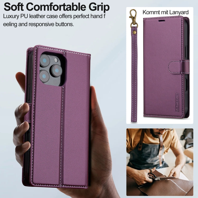 For iPhone 16 Pro LC.IMEEKE L2 Series Detachable Magsafe PU Phone Case with Lanyard(Purple) - iPhone 16 Pro Cases by LC.IMEEKE | Online Shopping South Africa | PMC Jewellery | Buy Now Pay Later Mobicred