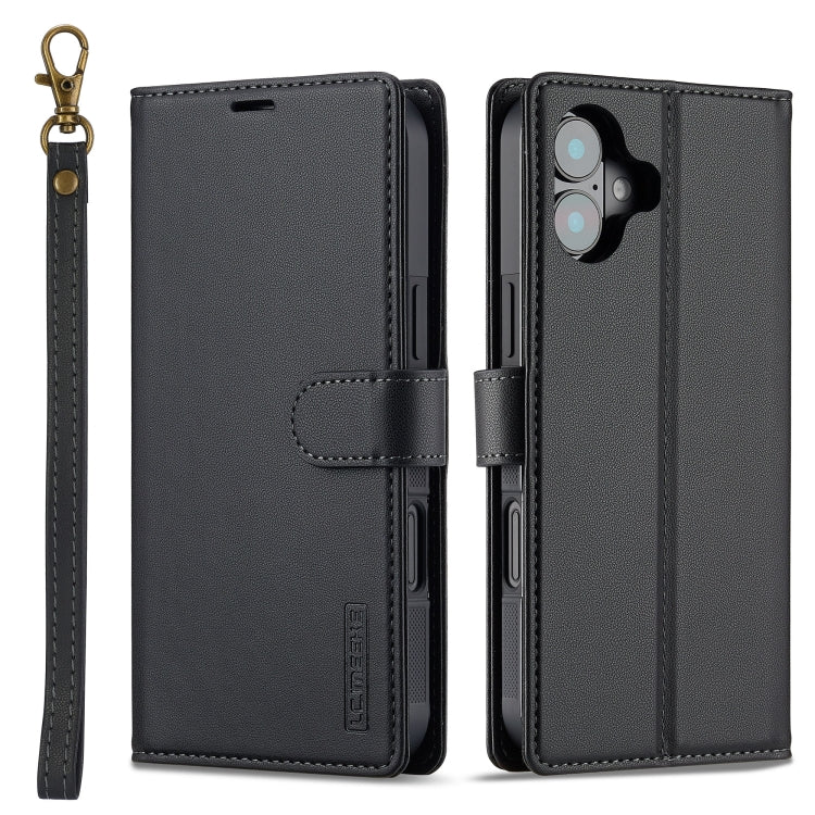 For iPhone 16 Plus LC.IMEEKE L2 Series Detachable Magsafe PU Phone Case with Lanyard(Black) - iPhone 16 Plus Cases by LC.IMEEKE | Online Shopping South Africa | PMC Jewellery | Buy Now Pay Later Mobicred