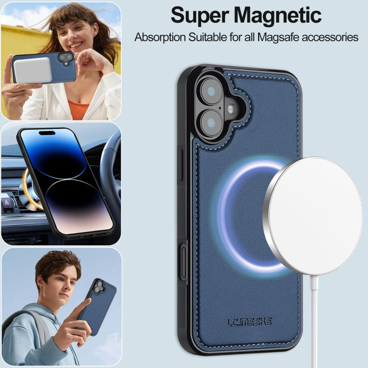 For iPhone 16 Plus LC.IMEEKE L2 Series Detachable Magsafe PU Phone Case with Lanyard(Blue) - iPhone 16 Plus Cases by LC.IMEEKE | Online Shopping South Africa | PMC Jewellery | Buy Now Pay Later Mobicred