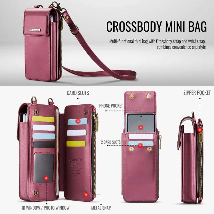 For Samsung Z Fold Series CaseMe Me50 Mini Lanyard Universal Bag(Wine Red) - Galaxy Z Fold6 5G Cases by CaseMe | Online Shopping South Africa | PMC Jewellery | Buy Now Pay Later Mobicred