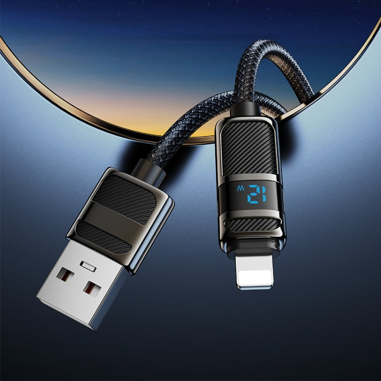 hoco U137 USB to 8 Pin Line 2.4A Charging Data Cable with Display, Length:1.2m(Black) - Normal Style Cable by hoco | Online Shopping South Africa | PMC Jewellery | Buy Now Pay Later Mobicred