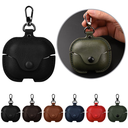 For Samsung Galaxy Buds 3 Business Leather Bluetooth Earphone Protective Case with Hook(Black) - Samsung Earphone Case by PMC Jewellery | Online Shopping South Africa | PMC Jewellery | Buy Now Pay Later Mobicred