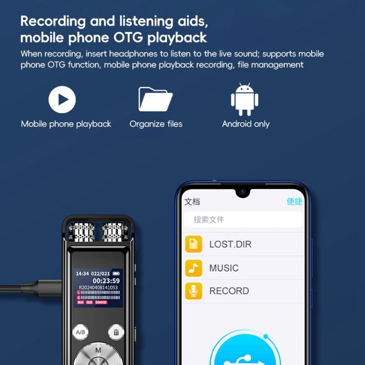 ZD43B Omnidirectional Dual Mic Smart Noise Reduction Voice Recorder, Memory:64GB(Black) - Recording Pen by PMC Jewellery | Online Shopping South Africa | PMC Jewellery | Buy Now Pay Later Mobicred