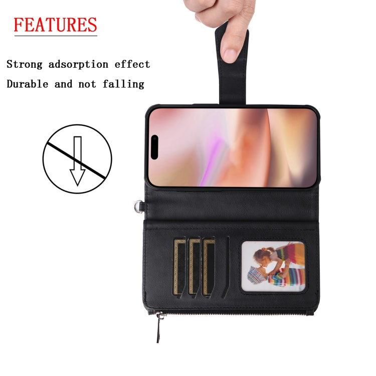 For iPhone 16 Plus Solid Color 2 in 1 Zipper Shockproof Phone Case(Black) - iPhone 16 Plus Cases by PMC Jewellery | Online Shopping South Africa | PMC Jewellery | Buy Now Pay Later Mobicred