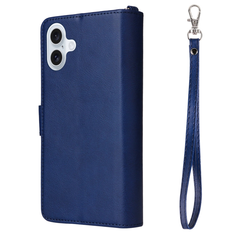 For iPhone 16 Plus Solid Color 2 in 1 Zipper Shockproof Phone Case(Blue) - free shipping - PMC Jewellery - Order now!