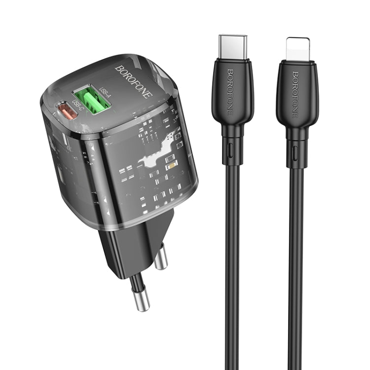 BOROFONE BN17 PD20W USB, Type-C Charger with 1m Type-C to 8 Pin Cable Set, Plug Type:EU Plug(Black) - free shipping - PMC TechLife - Order now!