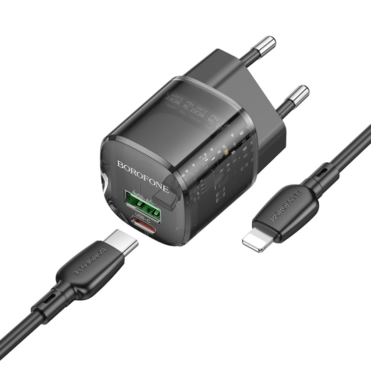 BOROFONE BN17 PD20W USB, Type-C Charger with 1m Type-C to 8 Pin Cable Set, Plug Type:EU Plug(Black) - free shipping - PMC TechLife - Order now!