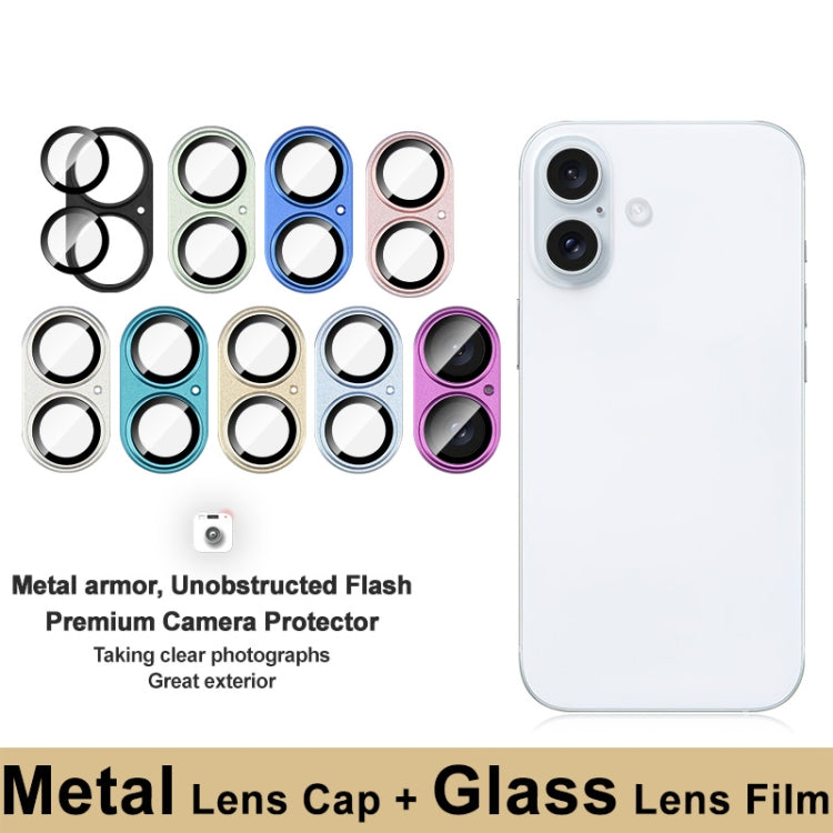 For iPhone 16 / 16 Plus IMAK Metal Armor Premium Camera Protector Film(Cyan) - iPhone 16 Tempered Glass by imak | Online Shopping South Africa | PMC Jewellery | Buy Now Pay Later Mobicred