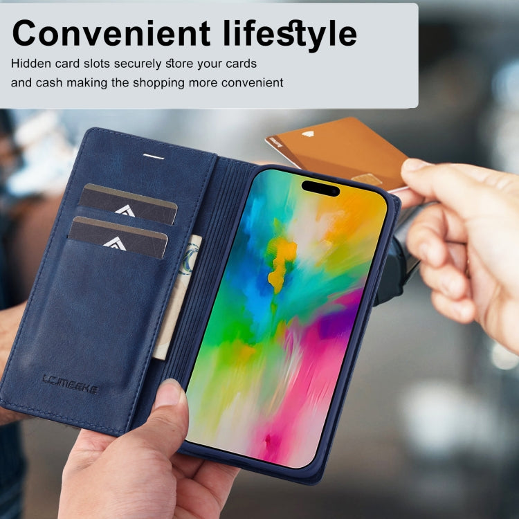 For iPhone 16 Pro Max LC.IMEEKE RFID Anti-theft Leather Phone Case(Blue) - iPhone 16 Pro Max Cases by LC.IMEEKE | Online Shopping South Africa | PMC Jewellery | Buy Now Pay Later Mobicred